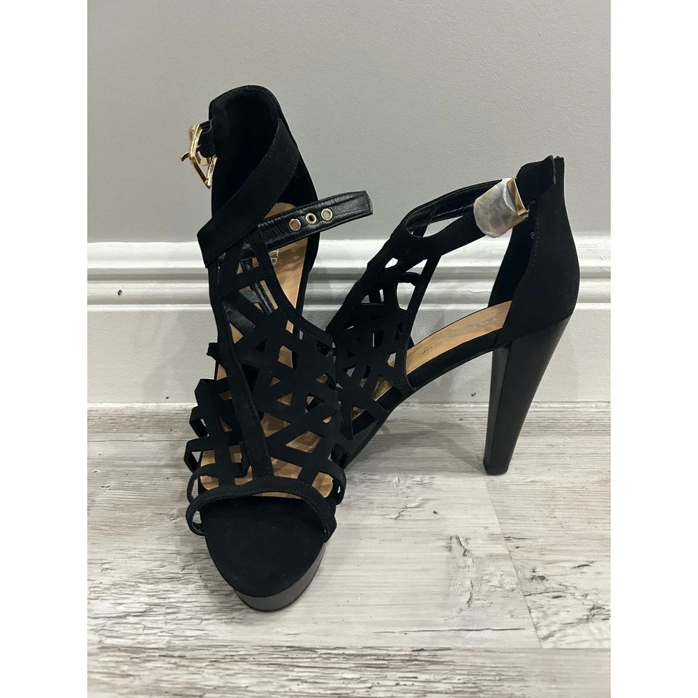 Trends up Collection Bonica 1 Womens Black Cage Platform Stiletto Sandals Size 9